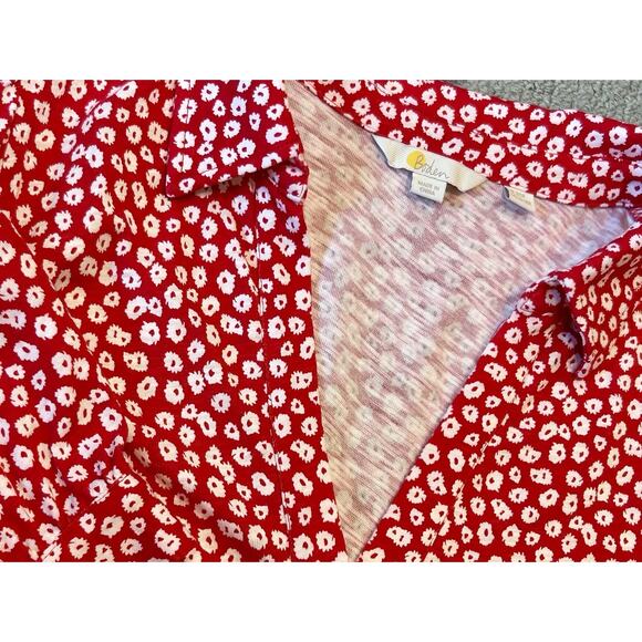 Boden Button Jersey Mini Tea Dress size 18R In Jalapeno Red, Peony Stamp - Picture 4 of 9